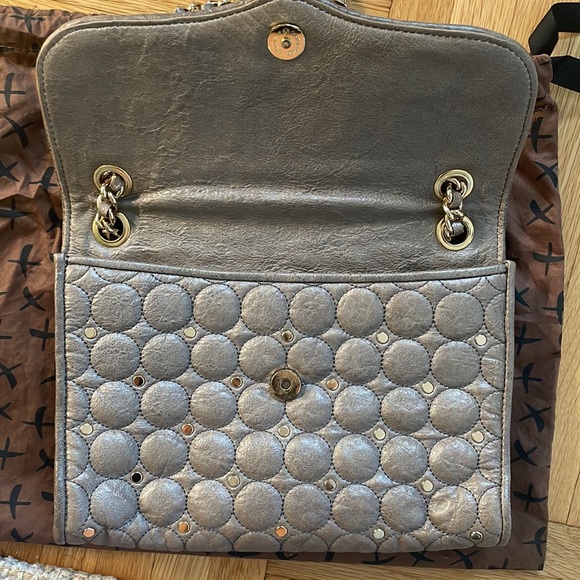 Rebecca Minkoff | Quilted Affair Studded Crossbody Bag Purse gray chain link - Picture 11 of 17